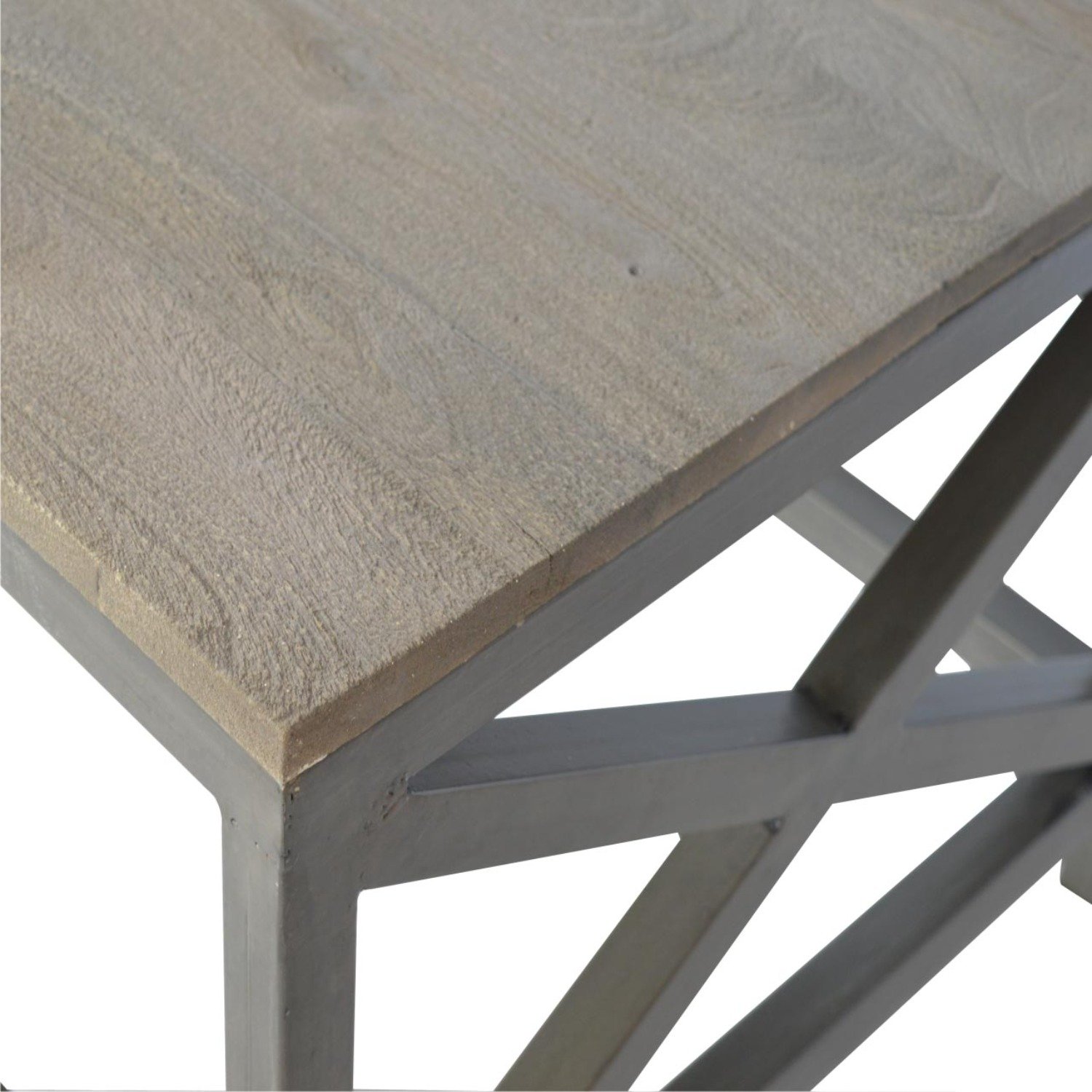 Industrial Cross Metal Coffee Table - Pewter - Image 8