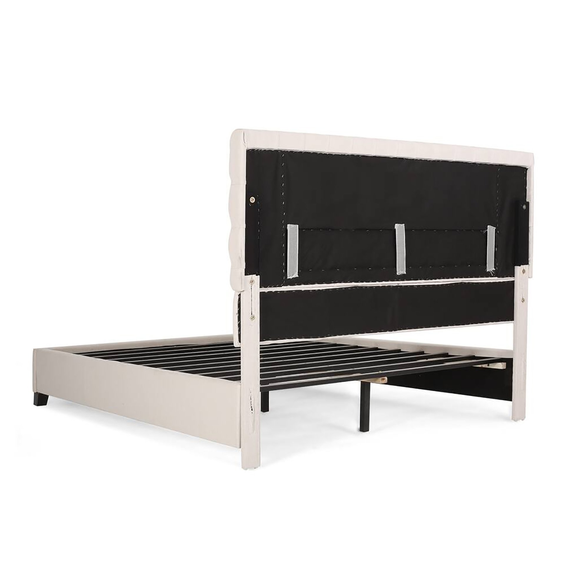 Cumulus - Fully Upholstered Fabric Queen Bed Set - Ivory - Image 7