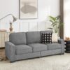 Modern Snowfleece Fabric 3 Seater Sofa With Cup Holders - Gray - Image 2