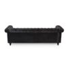 Chesterfield Style 3 Seater Sofa With Deep Button Tufting - Black - Image 9