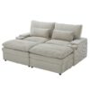 Loveseat Sofa Sectional Convertible With Storage And USB Ports - Gray - Image 7