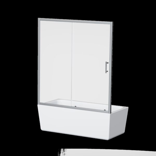 Single Sliding Shower Door For Bathtub With And Handle - Chrome