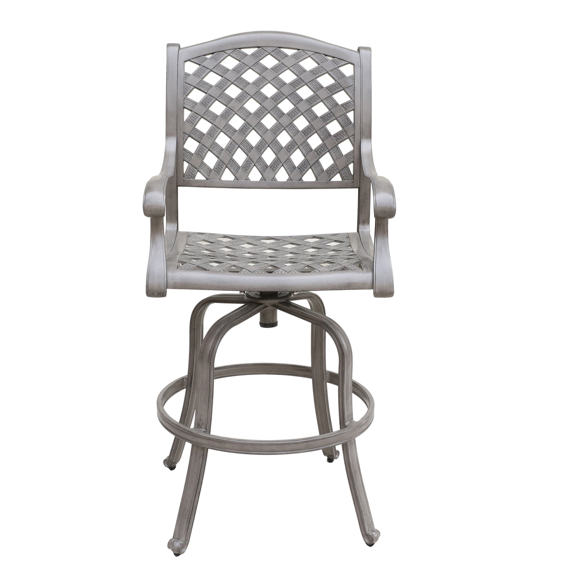 Cast Aluminum Bar Stool With Cushion (Set of 2) - Gray - Image 2