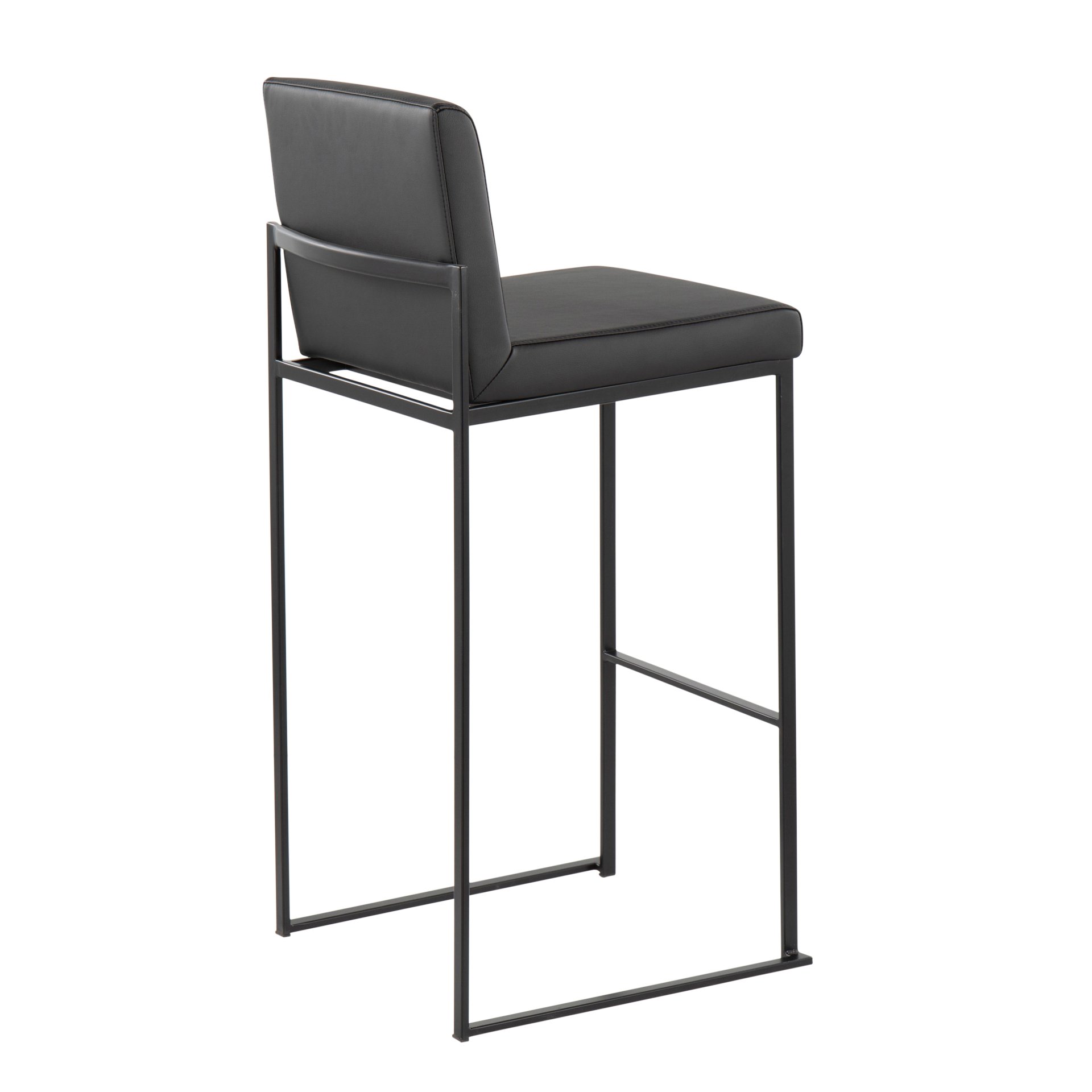 Fuji - Contemporary High Back Barstool (Set of 2) - Black - Image 4