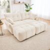 Cozy Plush 2 Seater Sofa Set With Ottomans And Throw Pillows - White - Image 12