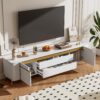 TV Stand For TVs Up To 80", TV Cabinet With 4 Drawers And 2 Spacious Cabinets, 5 Metal Legs For Living Room - White - Image 4