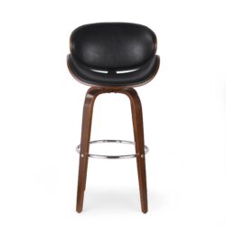 Lumos - Mid Century Modern Upholstered Swivel Barstool - Walnut / Black