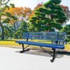 Outdoor Steel Bench With Backrest - Blue - Image 6
