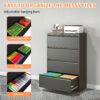 Modern 4 Drawer Lateral File Cabinet With Lock, Metal Filing Cabinet For Legal / Letter / A4 / F4 - Brushed Nickel - Image 7