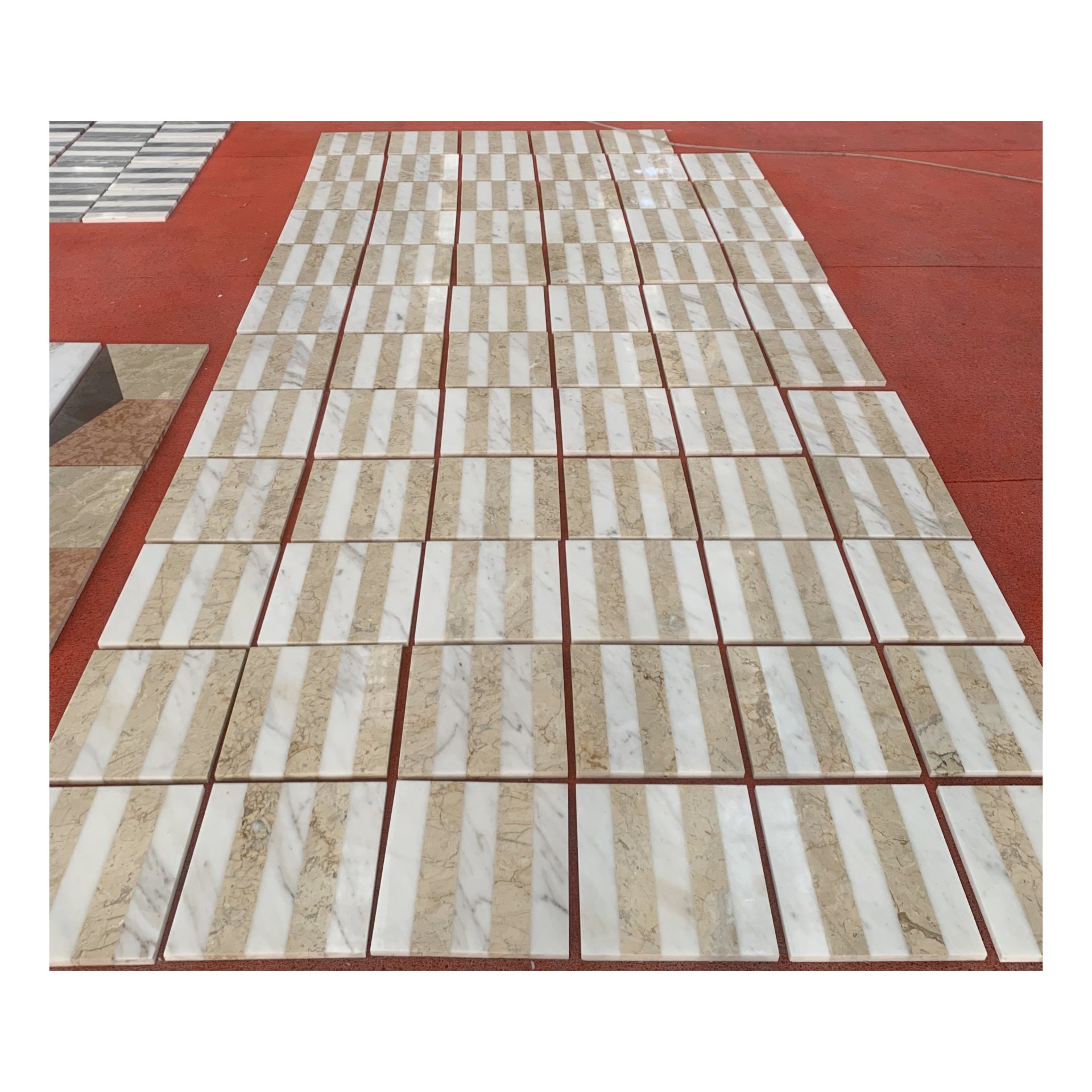 Elegant And Waterjet Polished Marble Tile For Floor And Wall Stone - White / Gold - Image 8
