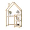 House-Shaped Wooden Writing Desk, Kids Study Table, Bookshelf & Toy Storage - Natural - Image 8