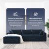 2 Pices Free Combination Minimalist Style Modular Sectional, Wrinkle Resistant Couch Set L Shaped Compressed Sofa For Living Room - Dark Blue - Image 22