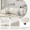 Modular Sectional With Deep And Wide Seat, U Shaped Cloud Couch Set With Double Cushions 6 Seat Sofa With Movable Ottomans Oversized - Cream - Image 12