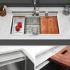 33" Drop In Kitchen Sink With Workstation, 16 Gauge Stainless Steel - Brushed Nickel - Image 6