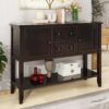 Cambridge Series - Console Table With Ample Storage 4 Small Drawers Bottom Shelf - Espresso - Image 2