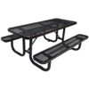 Rectangular Outdoor Steel Picnic Table With Umbrella Pole - Black - Image 3
