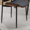 Dining Chairs (Set of 2) Mid-Century Modern Retro Faux Leather Chair With Bentwood Upholstered Seat Metal Legs Adjustable Foot For Kitchen Dining Room Chairs - Black - Image 5
