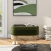 Serena - Oval Storage Bench Ottoman - Olive Green - Image 7