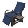 Outdoor Recliner Chair, Separate Adjustment Mechanism Pe Wicker Adjustable Reclining Lounge Chair And Removable Soft Cushion, Modern Armchair And Ergonomic For Home, Sunbathing Or Relaxation - Navy Blue - Image 2