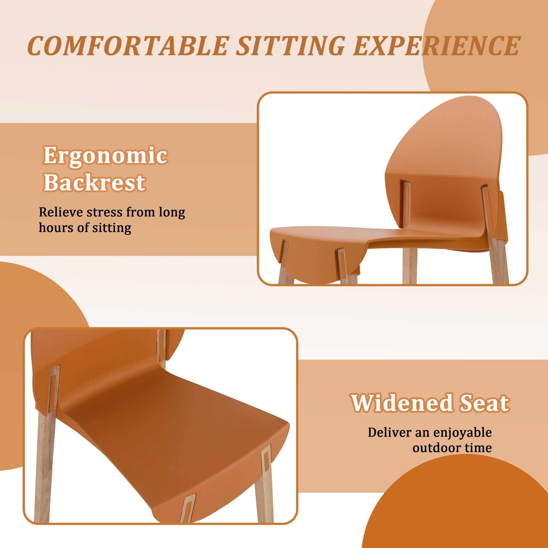 4 Piece Set Of Single Chairs With A Design Combining Modern And Traditional Elements, Durable And Comfortable - Tropical Orange - Image 8
