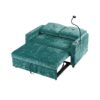 Modern Loveseat Pull Out Sofa Bed With Adjustable Backrest, Two Cup Holders, A Phone Holder, Three Charging Ports And Side Storage Pockets For Living Room - Teal - Image 20