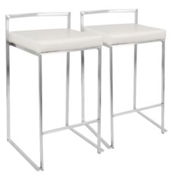 Fuji - Contemporary, Stackable Counter Stool (Set of 2) - White