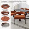 Modern Accent Chair Teddy Upholstered Armchair Open Back 3 Legs Barrel Dining Chair - Orange - Image 4