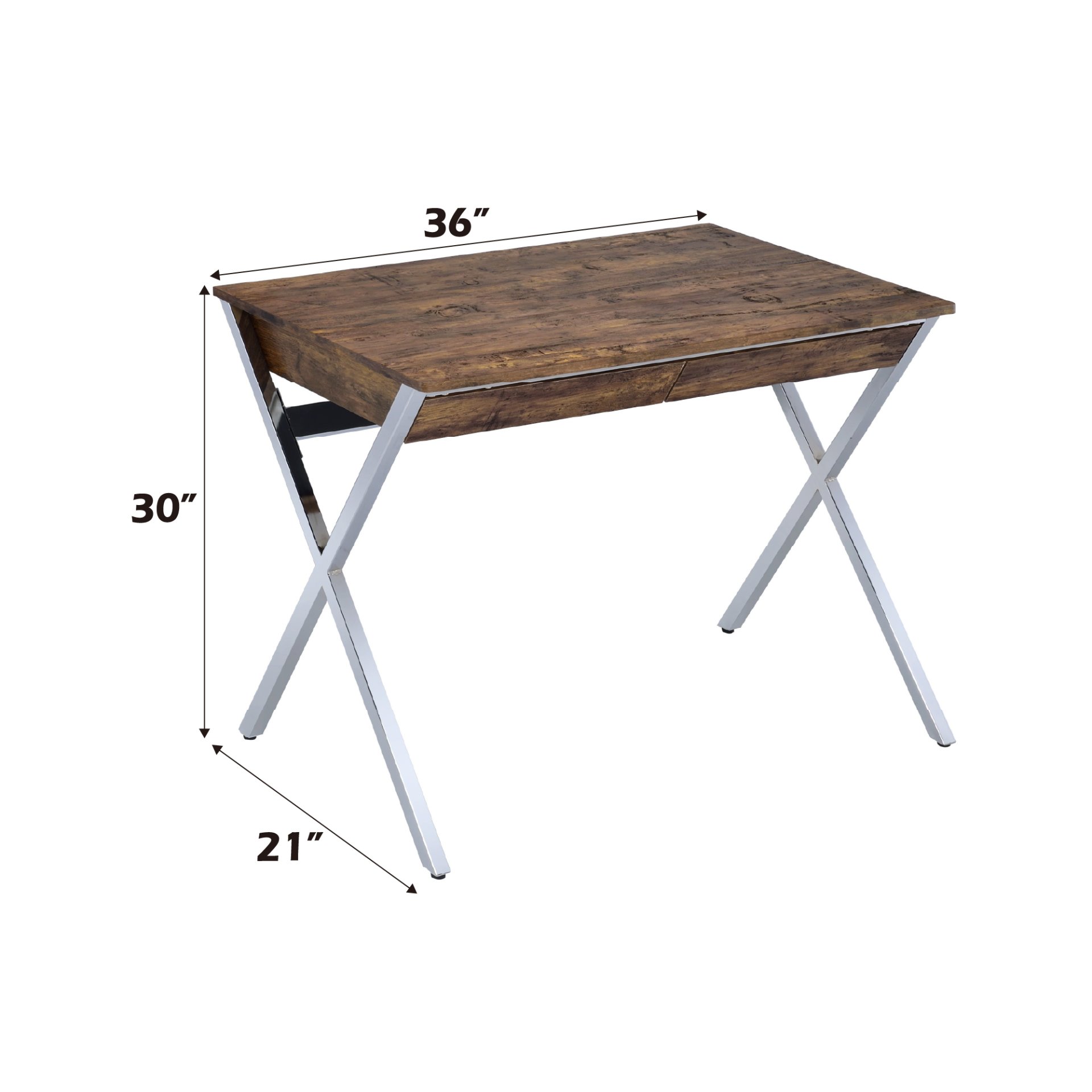 Callers - Weathered Writing Desk - Chrome / Oak - Image 2