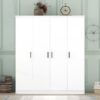 4 Door Wardrobe With 1 Drawer - White - Image 12