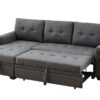 Destiny - Linen Reversible Sleeper Sectional Sofa With Storage Chaise - Dark Gray - Image 2