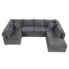 Oversized Sectional Sofa U-Shaped Sofa Couch Pull-Out Sofa Bed With Two Throw Pillows For Living Room - Gray - Image 11