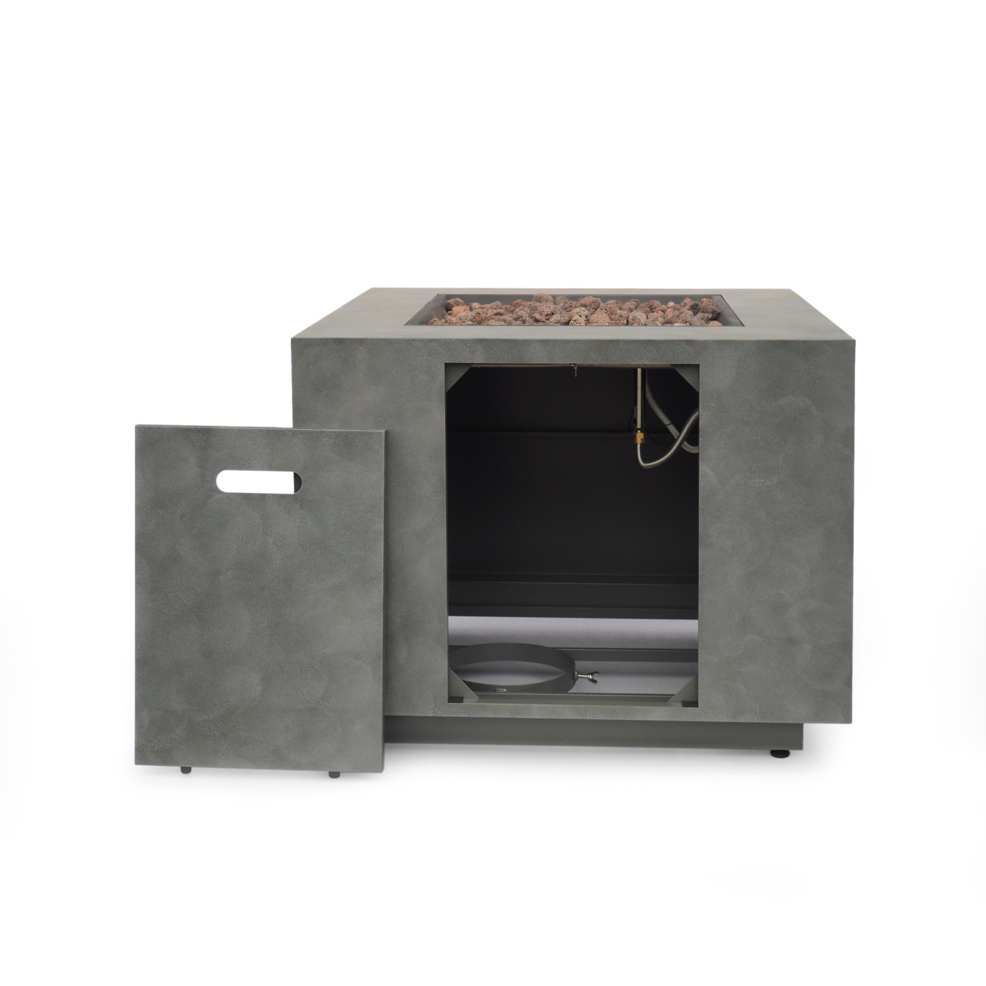 Modern Iron Square Fire Pit With 50, 000 Btu Output - Stone Gray - Image 6
