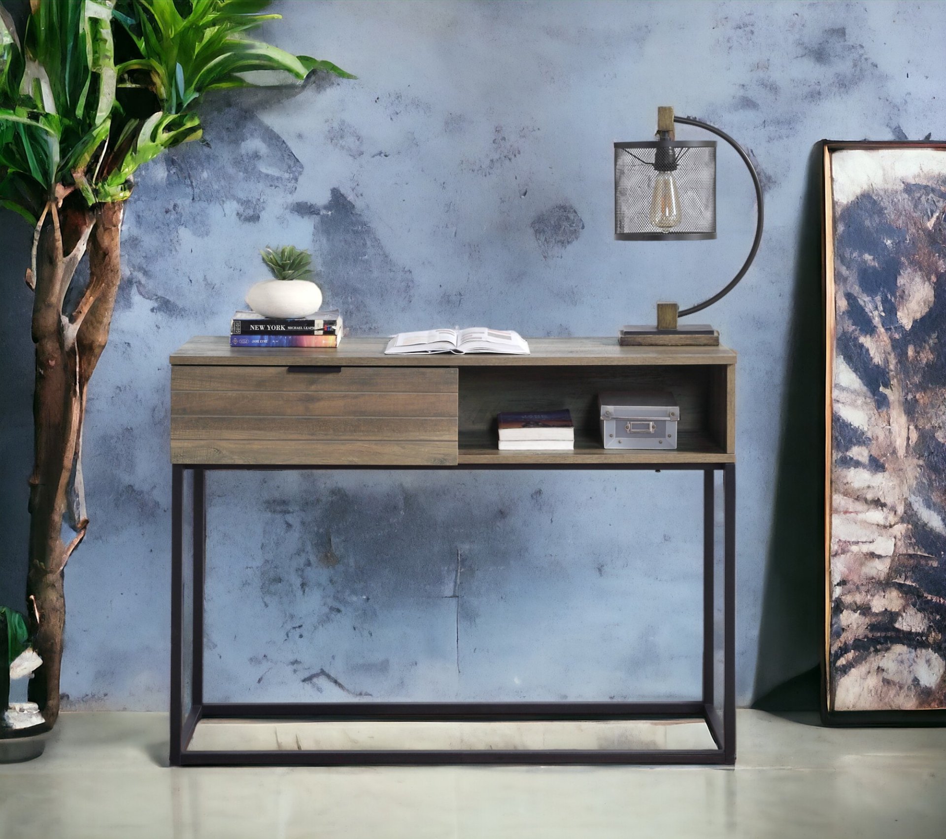 Galeno - Legs Writing Desk - Rustic Oak / Black - Image 7