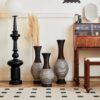 Desktop Vase, Classic And Neat Floor Vase, High Independent Flower Stand, Home Decoration Flower Stand (Set of 3) - Brown White - Image 4