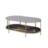 Fiorella - Marble Print Glass Coffee Table - Black - Image 3