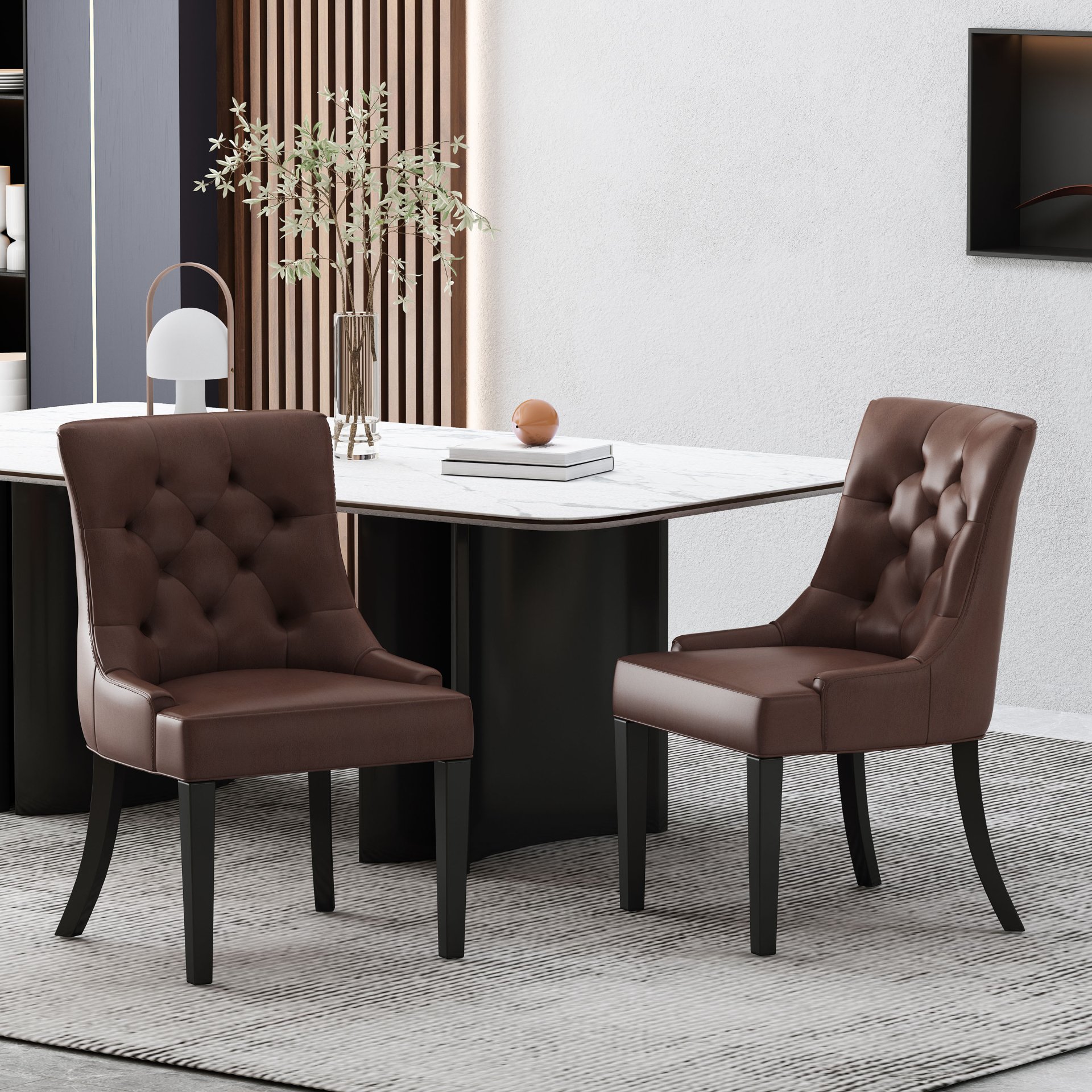 Cheney - Contemporary Dining Chair (Set of 2) With Tufted Diamond Stitching And Sloped Arms - Dark Brown - Image 5