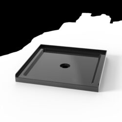 Shower Base, Anti Slip Center Drain Single Threshold - Black