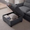 Modern Modular L Shaped Chenille Sofa Couch Reversible Ottoman With Storage Removable And Washable Cushions Sofa With USB Ports & Cup Holder For Living Room - Dark Gray - Image 11