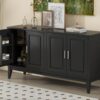 4 Door Sideboard Storage Cabinet With Door Shelf For Living Room And Dining Room, 2 Large Cabinets With Adjustable Shelf - Black - Image 27