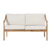 Modern Curved Arm Solid Wood Upholstered Outdoor Loveseat - Natural - Image 2