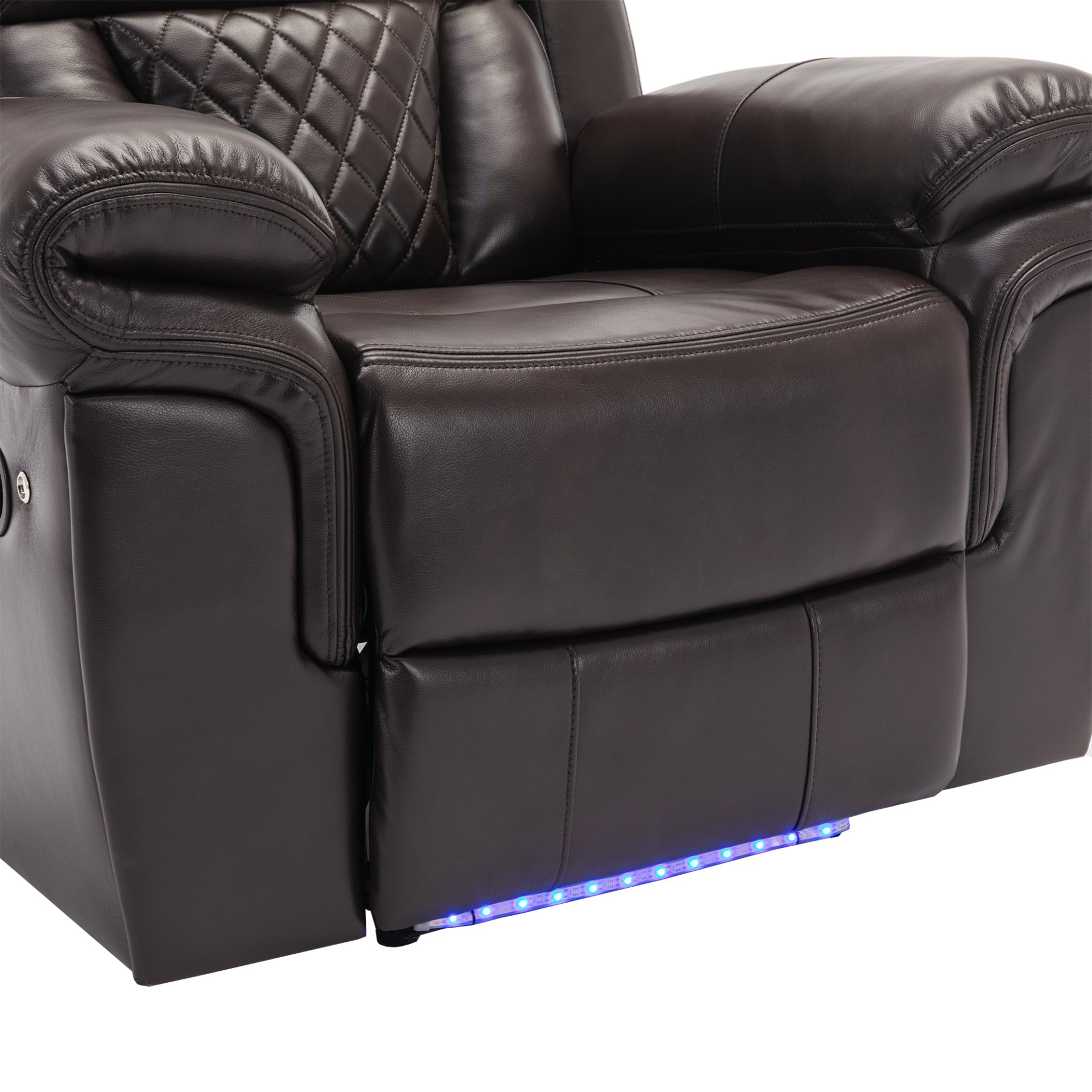 Home Theater Seating Manual Recliner Chair With Led Light Strip For Living Room - Brown - Image 14