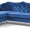 Hollywood - Upholstered Sofa Chaise - Navy Blue - Image 7