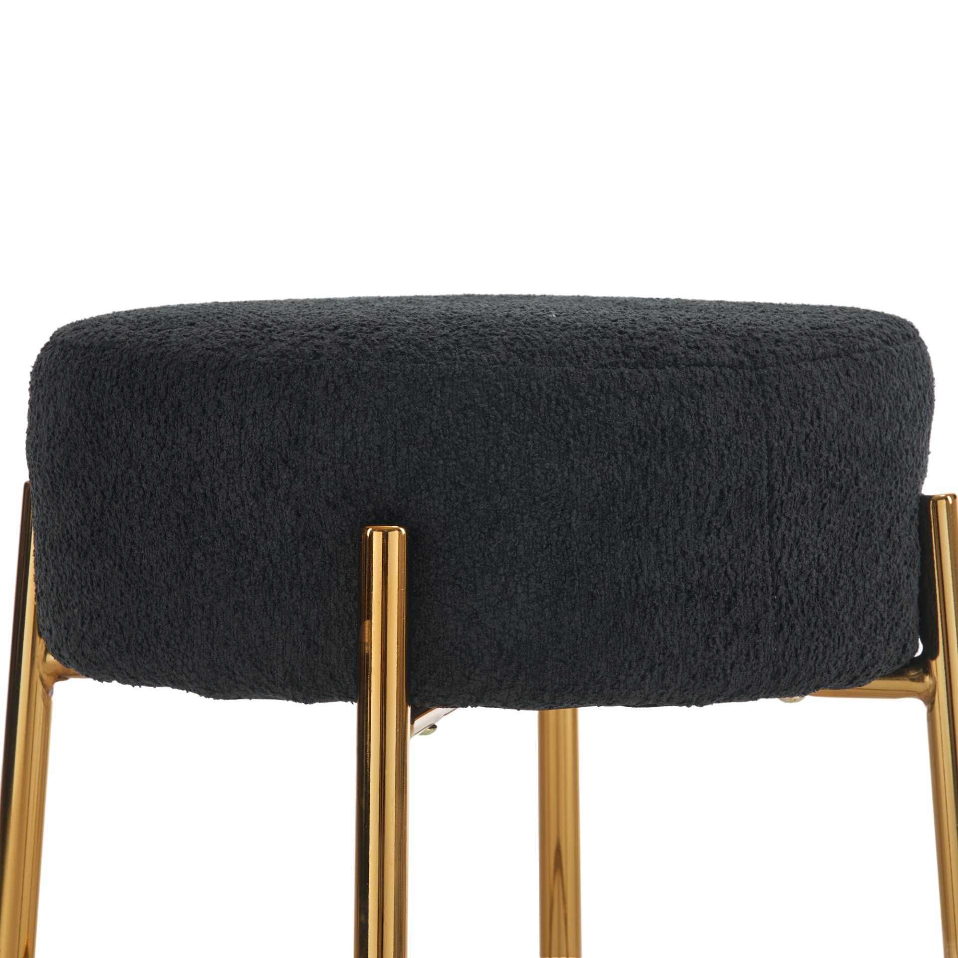 Round Bar Stools (Set of 2), Contemporary Upholstered Dining Stools For Kitchens, Coffee Shops And Bar Stores - Black / Gold - Image 15