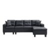 Sectional Sofa Set For Living Room With L Shape Chaise Lounge, Cup Holder, Left Or Right Hand Chaise Modern 4 Seat - Black - Image 5