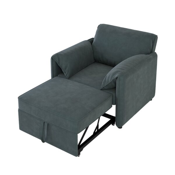 Convertible Pull Out Sofa Bed, 3 In 1 Convertible Sleeper Chair Adjustable Backrest With Thicked Cushions, Multi - Functional Linen Armchair For Living Room, Bedroom, Apartment, Office - Gray