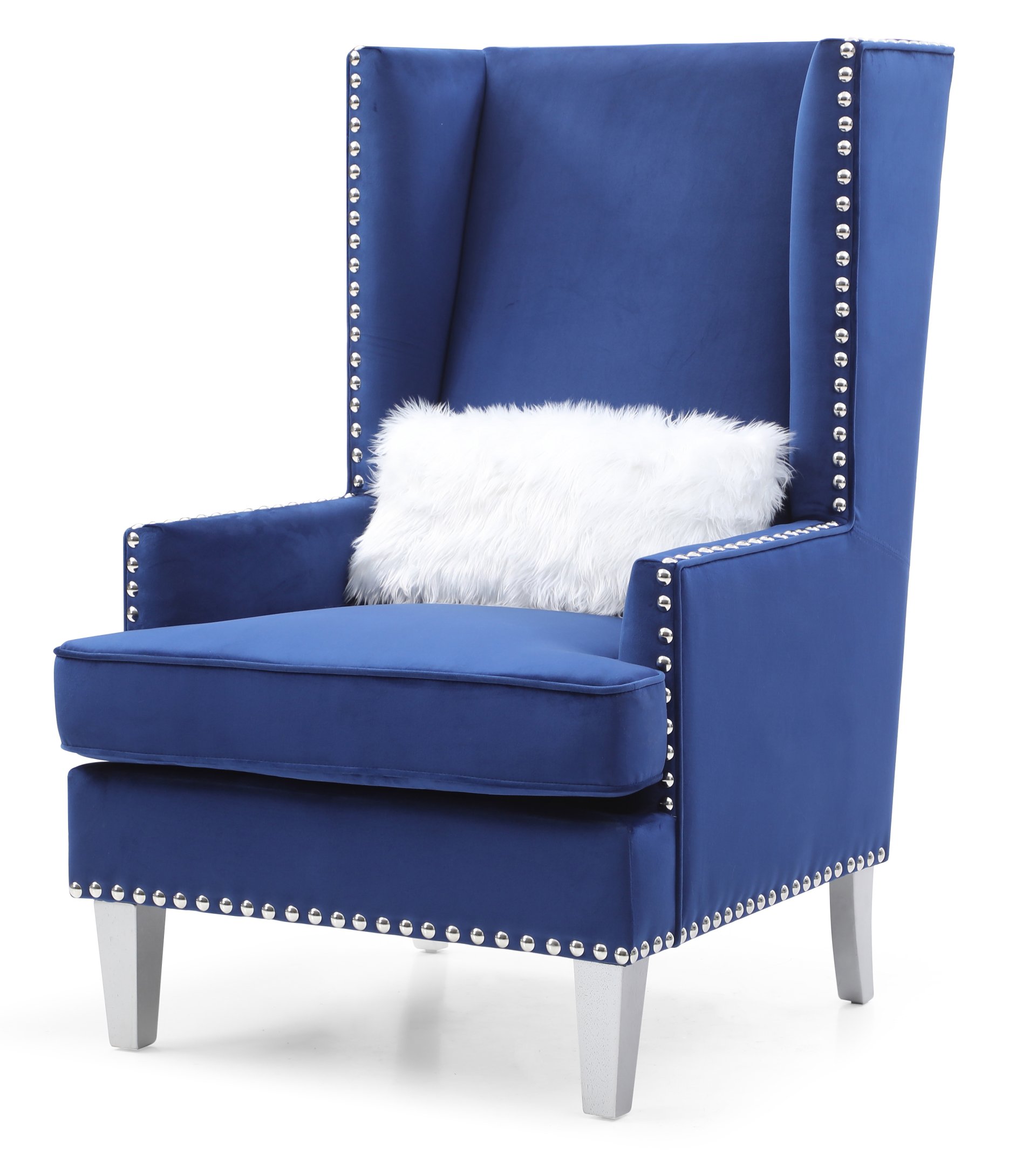 Elegant Lounge Chair With Square Arms - Blue - Image 2