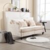 Mid Century Modern Chenille Fabric Loveseat Sofa With Brown Wood Feet, 2 Seat Upholstered Couch For Living Room And Bedroom - Beige - Image 8