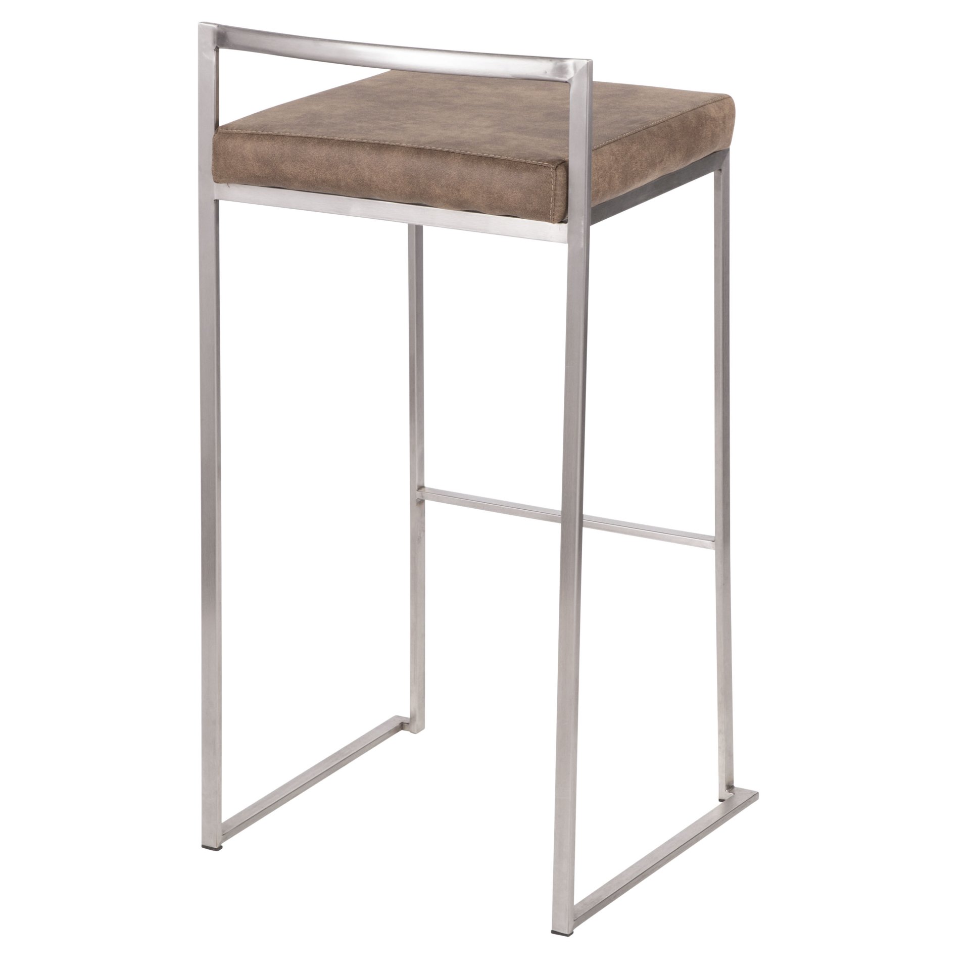 Fuji - Contemporary Stackable Barstool (Set of 2) - Brown - Image 4