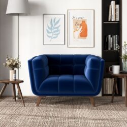 Addison - Velvet Lounge Chair - Dark Blue