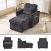 Multifunctional Lazy Person Sofa Recliner With Storage Backrest And Cell Phone Bracket For Living Room Or Bedroom - Black - Image 4